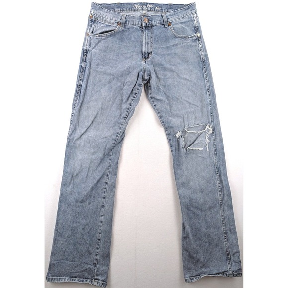 Wrangler Other - Wrangler Retro Bootcut Jeans Mens 34x34 Light Wash Distressed Western Denim